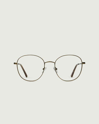 Rye::Abbot Wide Eyeglasses round brown  metal front