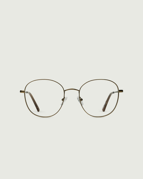 Rye::Abbot Wide Eyeglasses round brown  metal front