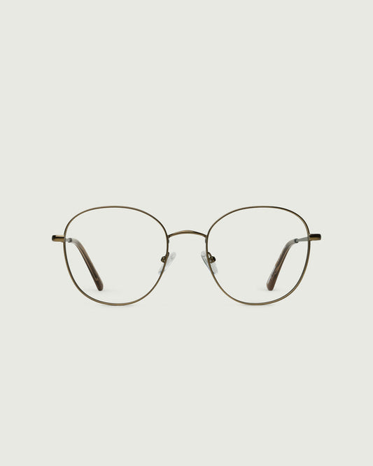 Rye::Abbot Wide Eyeglasses round brown  metal front