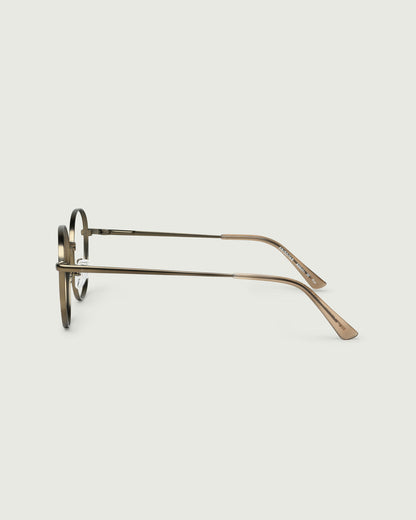 Rye::Abbot Wide Eyeglasses round brown  metal side