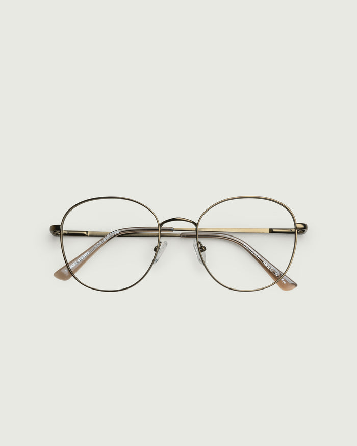 Rye::Abbot Wide Eyeglasses round brown  metal top
