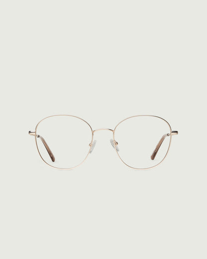 Tinsel::Abbot Wide Eyeglasses round gold metal front