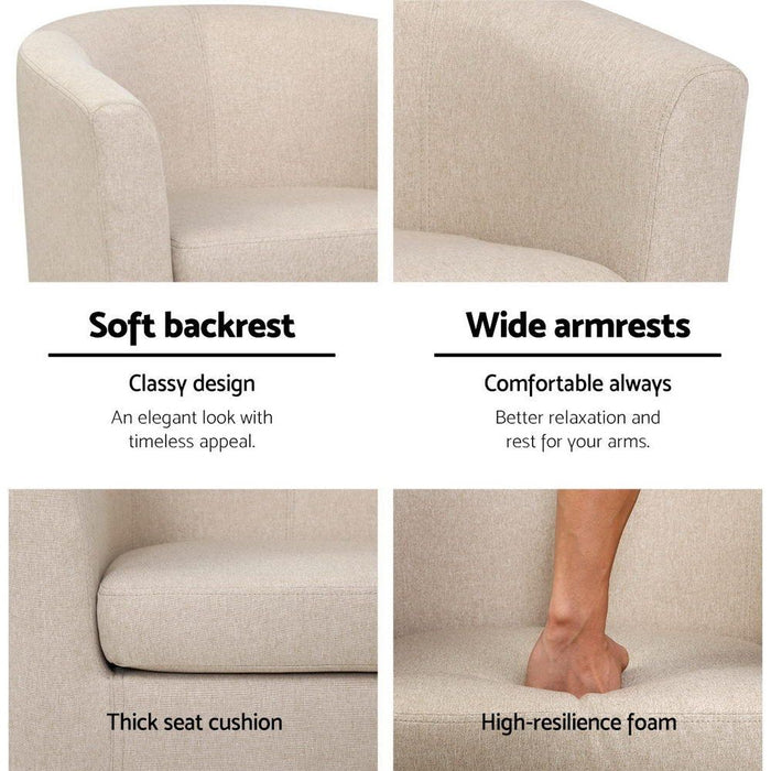 Abby Armchair/Sofa Chair Beige-#product_category#-Home Living Store