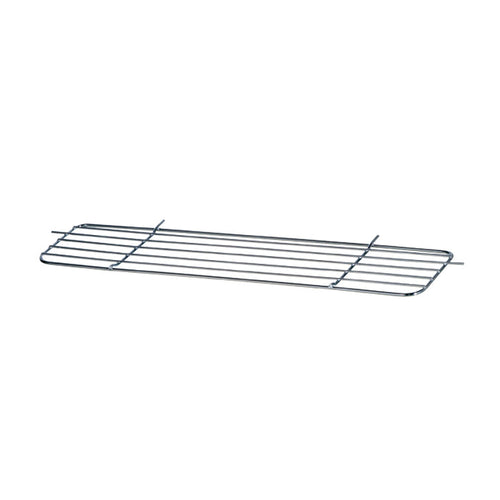 Das Unold Ablage-Gitter (oberer Rost) für BARBECUE-GRILL Vario 58565 ist ein rechteckiger Metallrost mit parallelen Stäben und zwei Stützstangen an den kurzen Seiten, ideal zum Ablegen von Backwaren oder Grillgut.