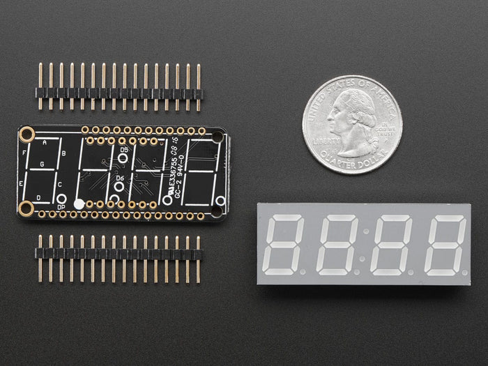 Adafruit 0.56" 4-Digit 7-Segment FeatherWing Display - Green [Discontinued] by Adafruit - The Pi Hut