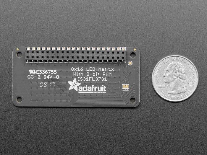 Adafruit CharliePlex LED Matrix Bonnet - 8x16 Green LEDs by Adafruit - The Pi Hut