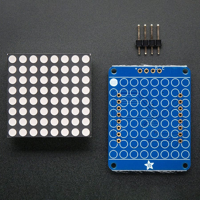 Adafruit Small 1.2" 8x8 LED Matrix with I2C Backpack - Blue by Adafruit - The Pi Hut