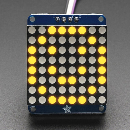 Adafruit Small 1.2" 8x8 LED Matrix with I2C Backpack - Yellow by Adafruit - The Pi Hut