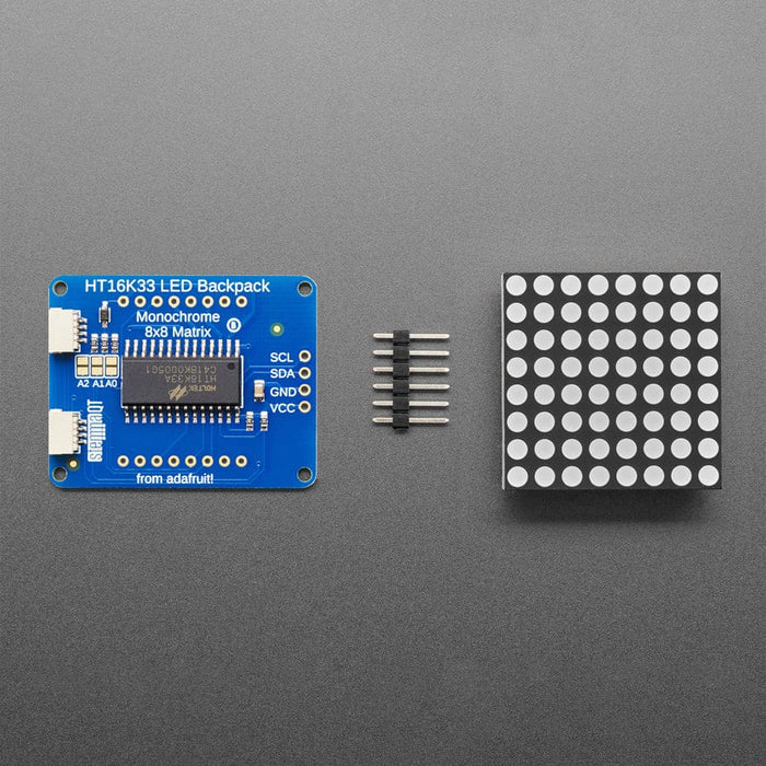 Adafruit Small 1.2" 8x8 LED Matrix with I2C Backpack - Yellow by Adafruit - The Pi Hut