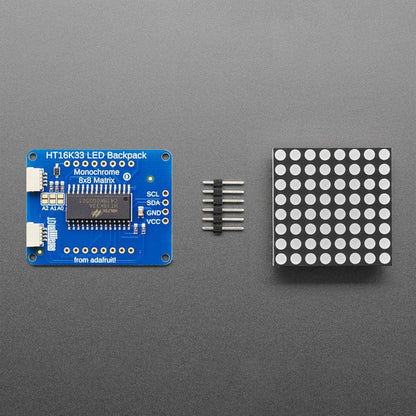 Adafruit Small 1.2" 8x8 LED Matrix with I2C Backpack - Yellow by Adafruit - The Pi Hut