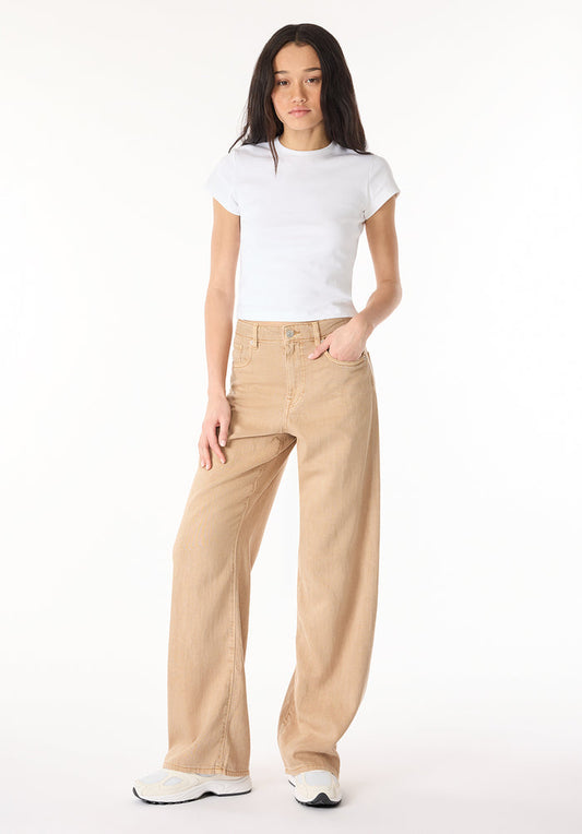 Buffalo Women Pants Brown Denim Denim Pants Stretch High-Rise 5-Pocket Design