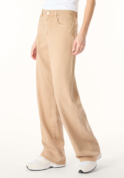 Buffalo Women Pants Brown Denim Denim Pants Stretch High-Rise 5-Pocket Design