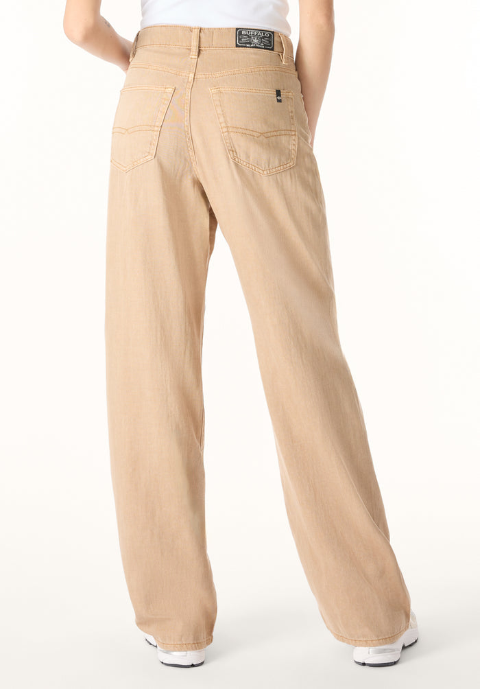 Buffalo Women Pants Brown Denim Denim Pants Stretch High-Rise 5-Pocket Design