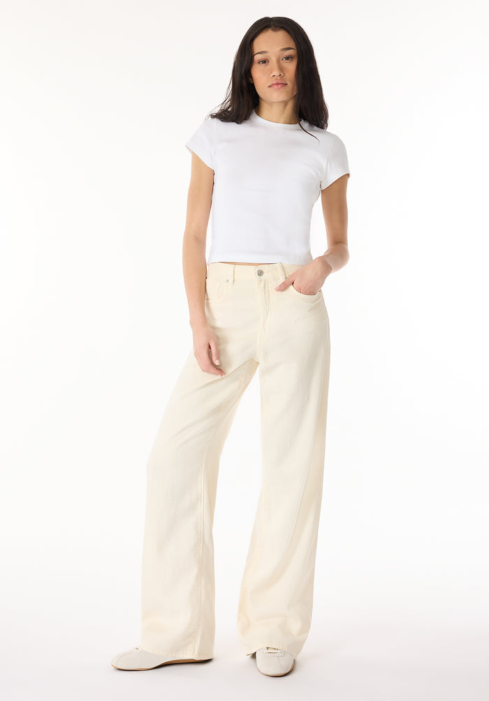 Buffalo Women Pants White Denim Denim Pants Stretch Relaxed Fit