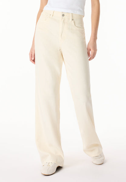 Buffalo Women Pants White Denim Denim Pants Stretch Relaxed Fit