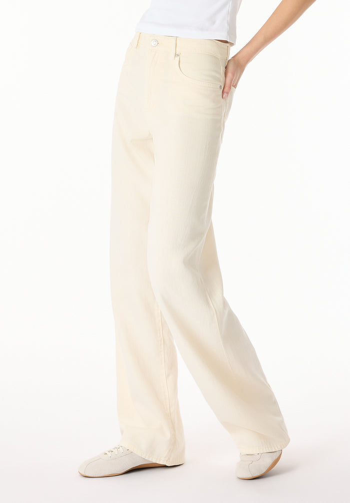 Buffalo Women Pants White Denim Denim Pants Stretch Relaxed Fit