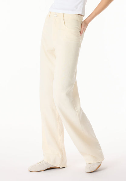 Buffalo Women Pants White Denim Denim Pants Stretch Relaxed Fit