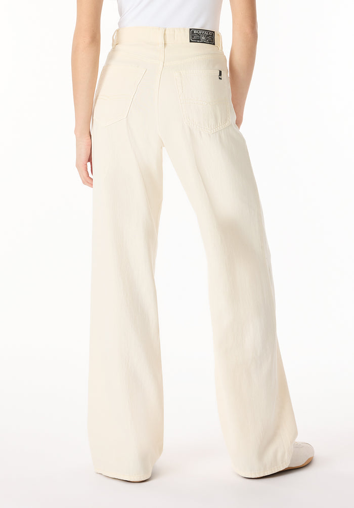 Buffalo Women Pants White Denim Denim Pants Stretch Relaxed Fit