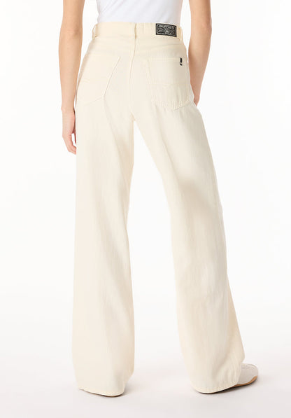 Buffalo Women Pants White Denim Denim Pants Stretch Relaxed Fit