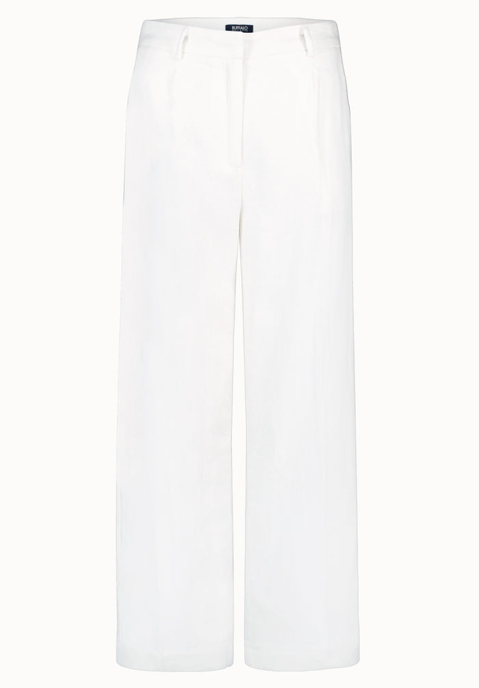 Buffalo Women Pants White Woven Casual Pants Linen Blend