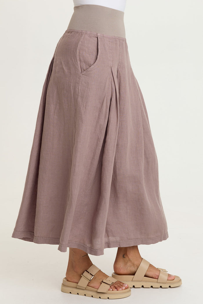 XCVI Aderyn Linen Pleated Skirt