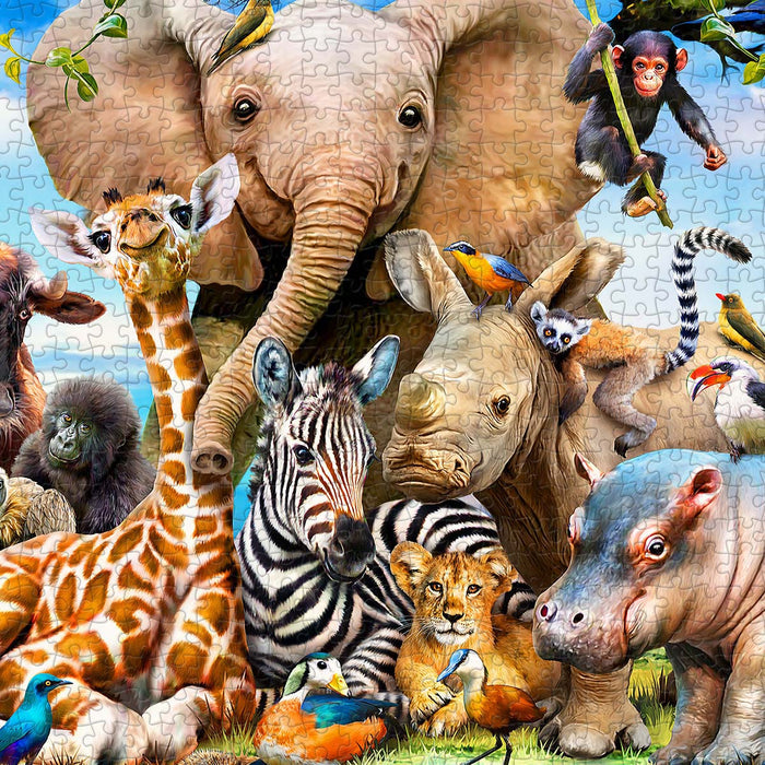 From elephants to zebras, explore the majestic creatures of Africa in one unforgettable puzzle.