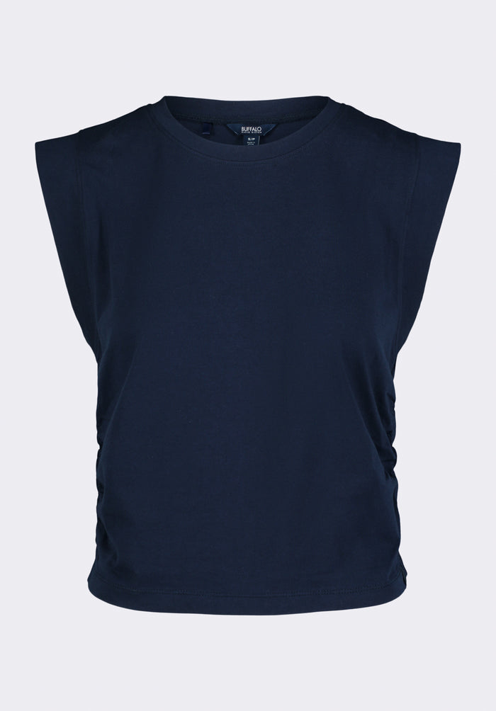 Buffalo Women Tops Navy Knit Tanks Crew Neckline Sleeveless