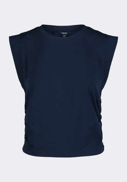 Buffalo Women Tops Navy Knit Tanks Crew Neckline Sleeveless