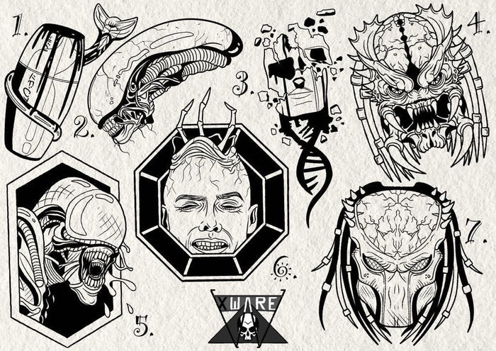 Alien vs Predator inspired designs by Emily