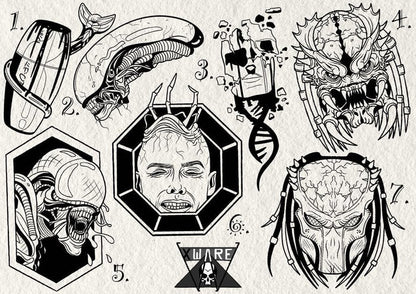 Alien vs Predator inspired designs by Emily