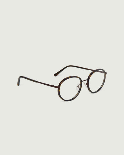 Bronze Tort::Alvaro Eyeglasses round tort metal front diagonal