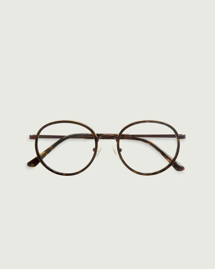 Bronze Tort::Alvaro Eyeglasses round tort metal top