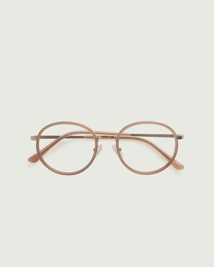 Toasted Peach::Alvaro Eyeglasses round nude metal top