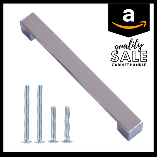 Amazon Basics Short Modern Cabinet Pull Handle 10-Pack Polished Chrome