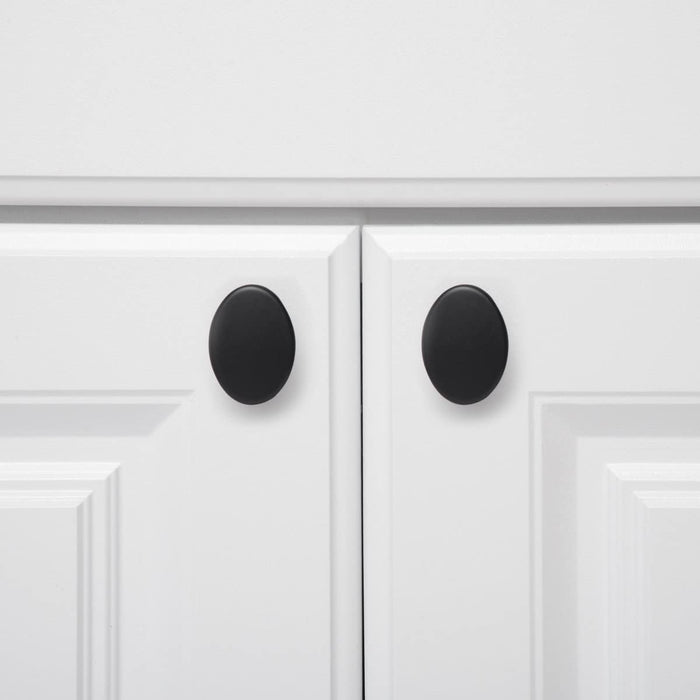 AmazonBasics AB1400FB10 Oval Cabinet Knob 1.44in Diameter Flat Black 10Pack