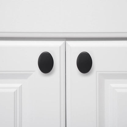 AmazonBasics AB1400FB10 Oval Cabinet Knob 1.44in Diameter Flat Black 10Pack