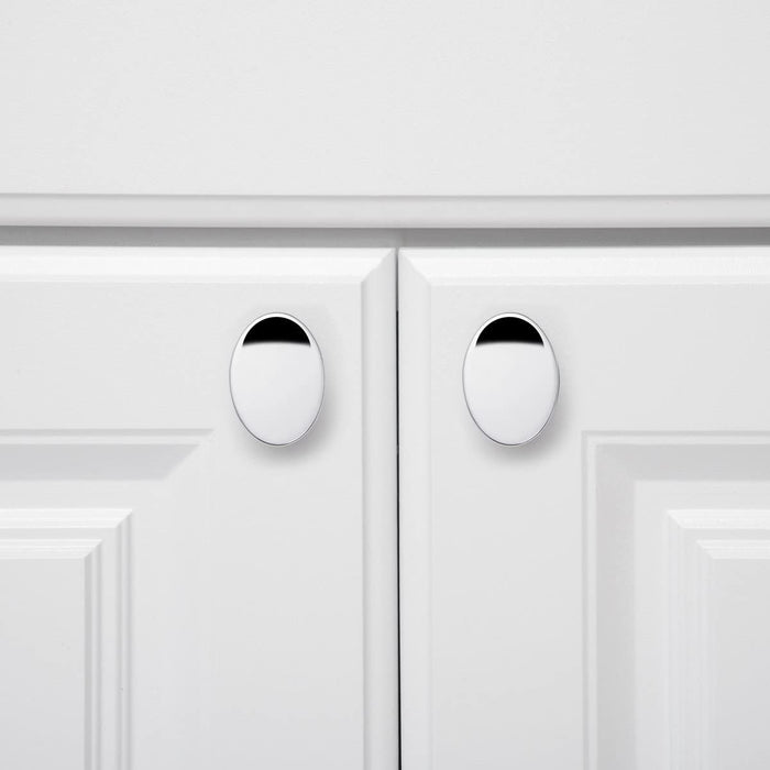 AmazonBasics AB1400PC10 Flat Oval Cabinet Knob 1.44in Diameter Polished Chrome 10Pack