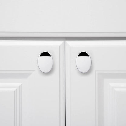 AmazonBasics AB1400PC10 Flat Oval Cabinet Knob 1.44in Diameter Polished Chrome 10Pack