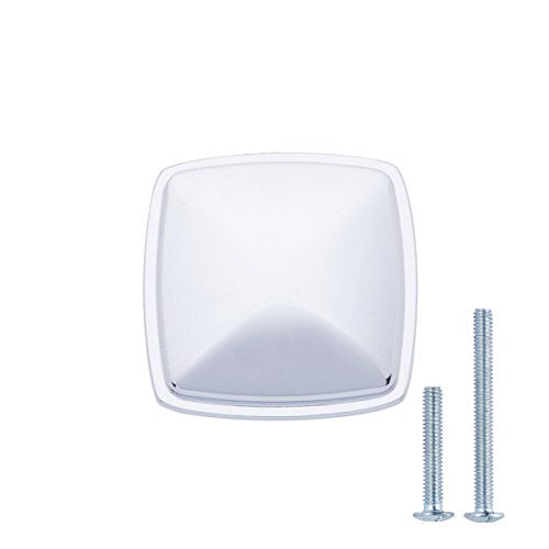 AmazonBasics AB400PC10 Traditional Square Cabinet Knobs 1.25in Diameter Polished Chrome 10Pack