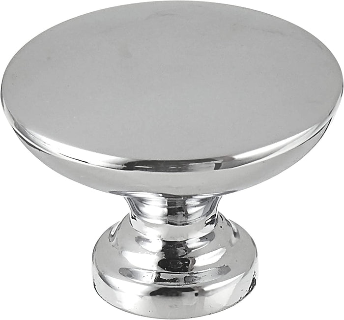 AmazonBasics AB600PC10 Round Flat Cabinet Knob 1.37in Polished Chrome 10Pack