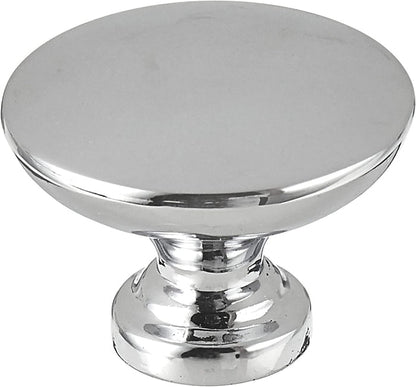 AmazonBasics AB600PC10 Round Flat Cabinet Knob 1.37in Polished Chrome 10Pack