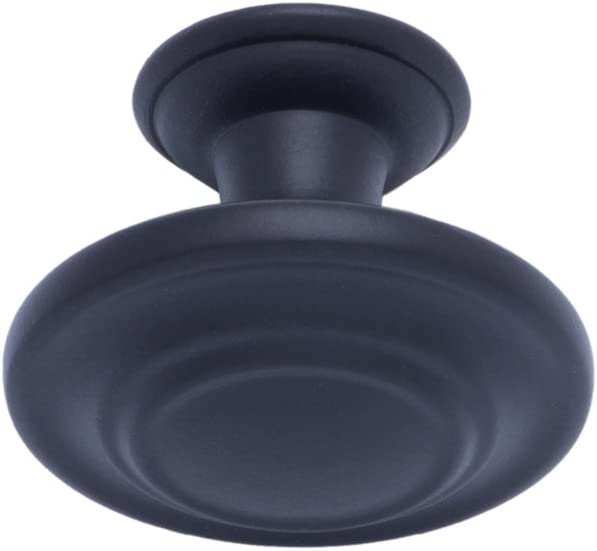 AmazonBasics Cabinet Knobs Traditional Top Rings Cabinet Knob Flat Black 1.25 inches Diameter Pack of 10
