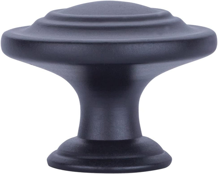 AmazonBasics Cabinet Knobs Traditional Top Rings Cabinet Knob Flat Black 1.25 inches Diameter Pack of 10
