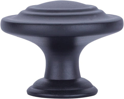 AmazonBasics Cabinet Knobs Traditional Top Rings Cabinet Knob Flat Black 1.25 inches Diameter Pack of 10