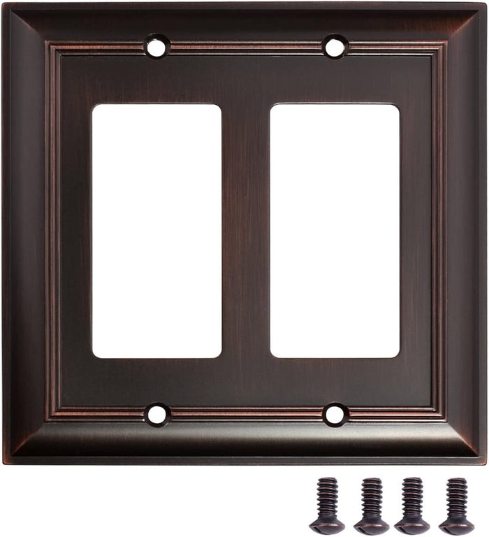 AmazonBasics Double Gang Wall Plate Oil Rubbed Bronze 2Pack