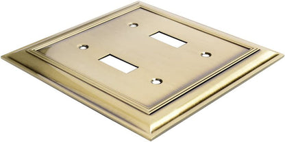 AmazonBasics Double Toggle Wall Plate Antique Brass 2Pack