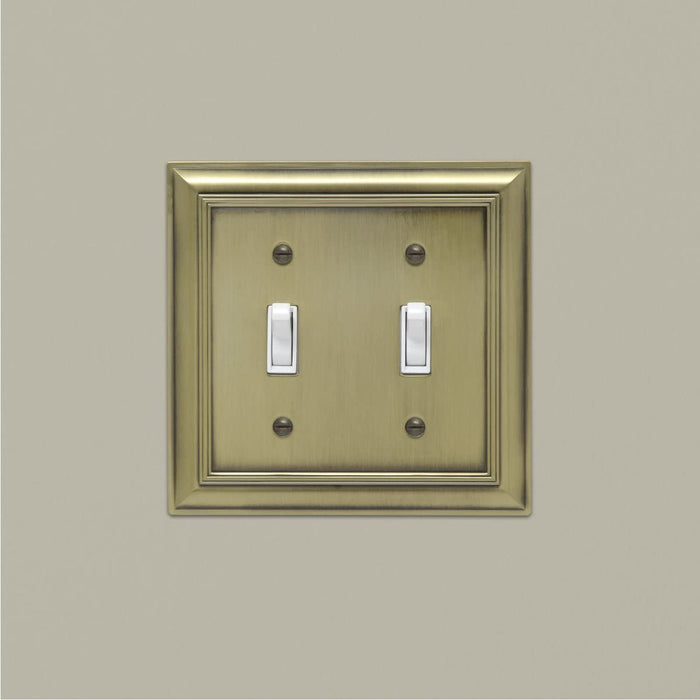 AmazonBasics Double Toggle Wall Plate Antique Brass 2Pack