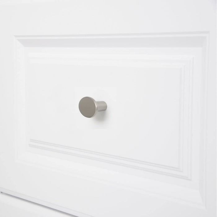 AmazonBasics Flat Round Cabinet Knob 1.44in Diameter Satin Nickel 10Pack