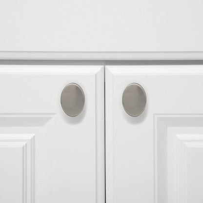 AmazonBasics Flat Round Cabinet Knob 1.44in Diameter Satin Nickel 10Pack