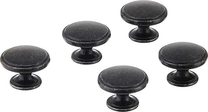 AmazonBasics Modern Wide Top Ring Cabinet Knob 1.52in Diameter Antique Silver 25Pack
